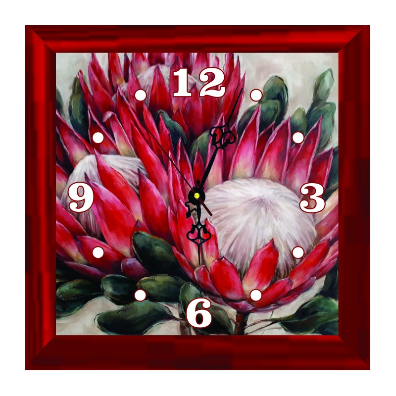 Protea printed clock