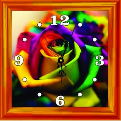 Colourful Rose printed clock