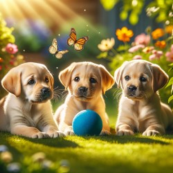 3 Puppies with ball
