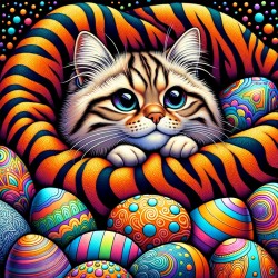 Easter Cat in blanket