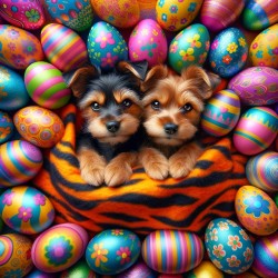 Easter puppies in blanket