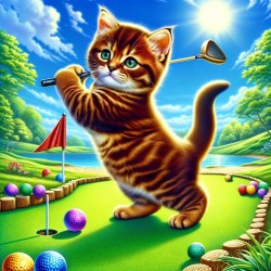 Kitten playing Golf