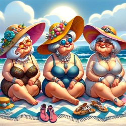 Fat Ladies on Beach