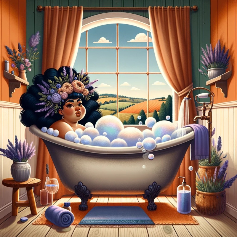 Lady Taking A Bath