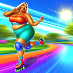 Fat lady rollerblade