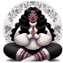 Fat lady meditating