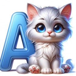 Letter A Cat - Blue or Pink