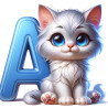 Letter A Cat - Blue or Pink
