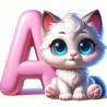 Letter A Cat - Blue or Pink