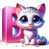 Letter B Cat - Blue or Pink