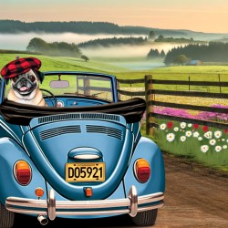 Pug in VW Beatle