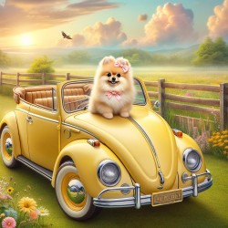 Toy Pom in Yellow Beatle