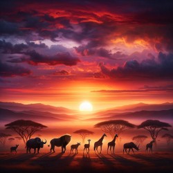 Animals sunset