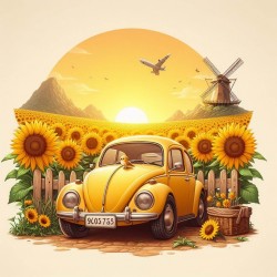 Yellow Beatle and sunflowers