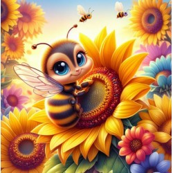 Cute Bee on Sunflower