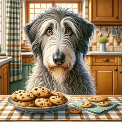 Irish Wolfhound with cookies