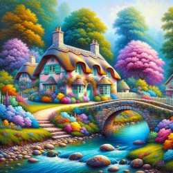 Colourful Trees and Cottage