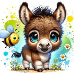 Cute Donkey and Bee