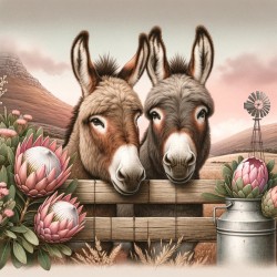 Donkeys and proteas