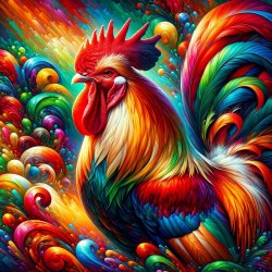 Colourful Rooster 35x35cm