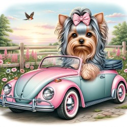 Yorkie in Car