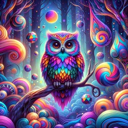 Colourful Owl 35x35cm