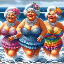 Fat ladies in Water 60x60cm