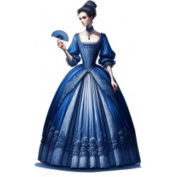 Lady in long blue dress