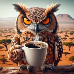 Morning Coffee - Owl 35x35cm