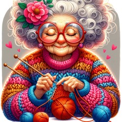 Old lady knitting