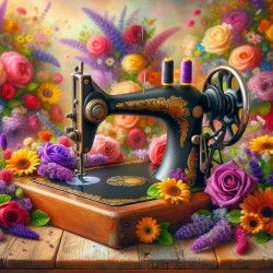 Sewing Machine and flowers