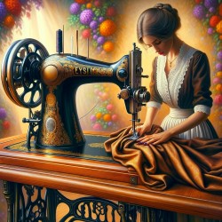Lady sewing machine