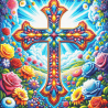 Colourful Cross, Cross Stitch 35x35