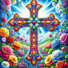 Colourful Cross, Cross Stitch 35x35