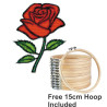 Rose Cross Stitch Kit 20x20cm | 14-Count Aida with Free Hoop