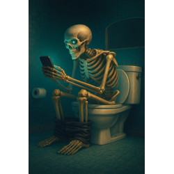 Skeleton on Toilet