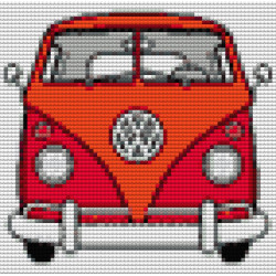 VW Bus Red 20x20cm