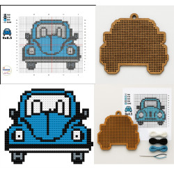 Wooden VW Car Blue Stitch...
