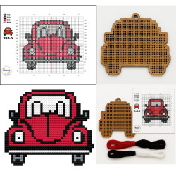 Wooden VW Car Red Stitch...