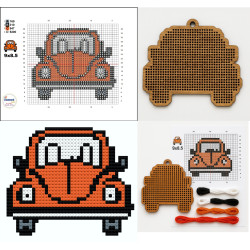 Wooden VW Car Orange Stitch...