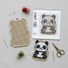 Wooden Panda Cross Stitch Keyring Kit | Beginner Friendly Craft