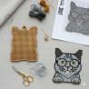 Wooden cat Cross Stitch Keyring Kit | Beginner Friendly Craft
