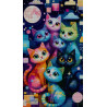 Colourful Cats Moon Diamond Art Painting 37x65cm | 30% Off | Diamond Art SA