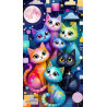 Colourful Cats Moon Diamond Art Painting 37x65cm | 30% Off | Diamond Art SA