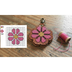 Leather Keyring Pink Flower