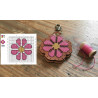DIY Veg Tan Leather Cross Stitch Keyring Kit - Flower Fob