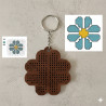 DIY Veg Tan Leather Cross Stitch Keyring Kit - Flower Fob