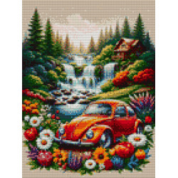 Vintage Beetle Serenity Diamond Art Painting | Scenic DIY Wall Art