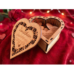 Personalized "10 Reasons Why I Love You" Wooden Heart Box