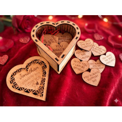 Personalized "10 Reasons Why I Love You" Wooden Heart Box